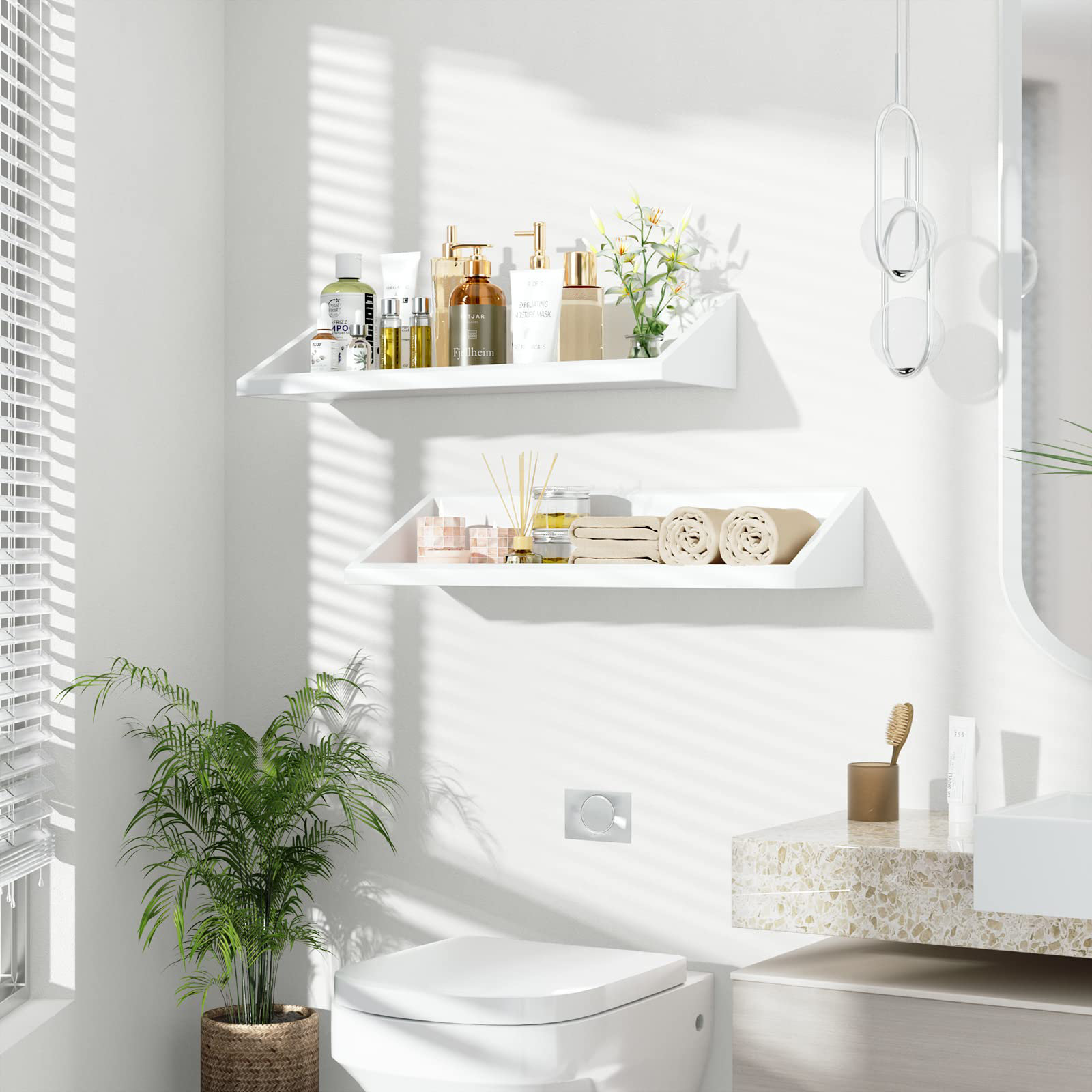 Latitude Run® Large Floating Shelves Set Of 2, 24" Wide Wall Mounted